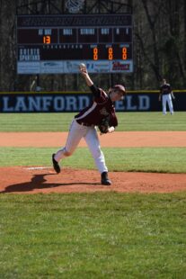 A pitcher throws a baseball toward the box.
