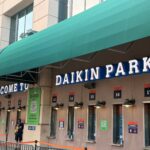 Outisde of Daikin Park, home of the Houston Astros, on Opening Day,