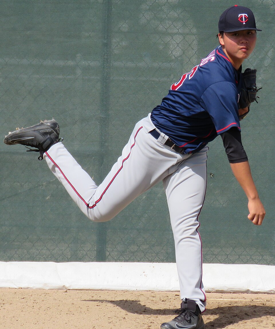 Kai-Weng Teng, warming up in the bullpen during a spring training game.