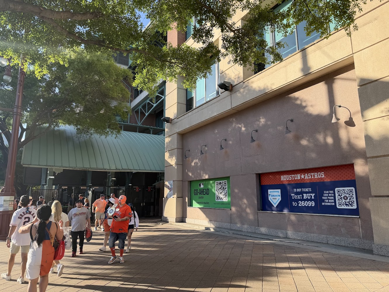 The outside of Daikin Park, home of the Houston Astros, during Opening Day.