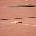 An empty baseball diamond.