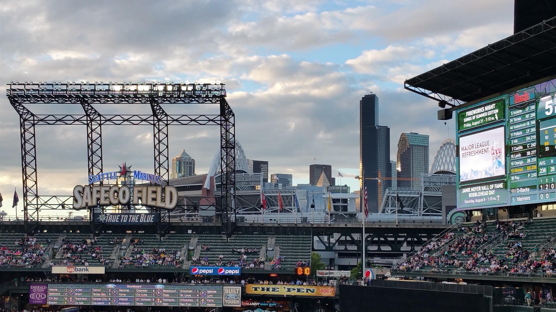 The Mariners' Safeco FIeld on a cloudy afternoon.