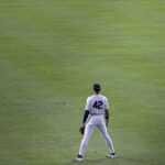 Cam Smith on Jackie Robinson Day, wearing number 42.