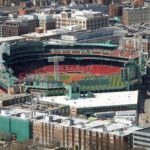 An aerial view of Fenway Park, home of the Boston Red Sox.