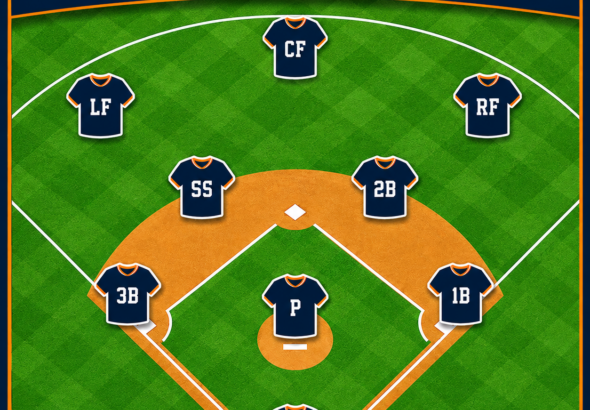 Baseball field illustration showing Astros defensive positions.