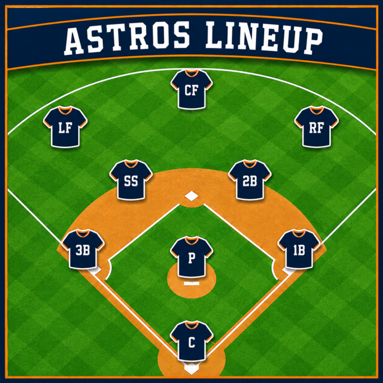 Baseball field illustration showing Astros defensive positions.