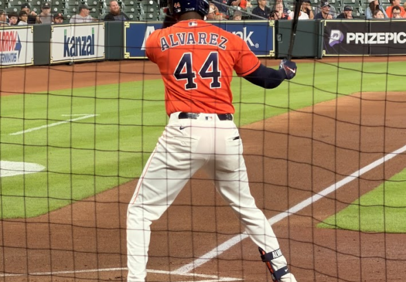 Yordan Alvarez hit a grand slam in the second inning against the Athletics.