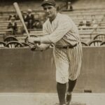 Black-and-white portrait of Lou Gehrig in a New York Yankees uniform.