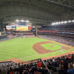 A view of Daikin Park, home of the Houston Astros, from terrace deck.