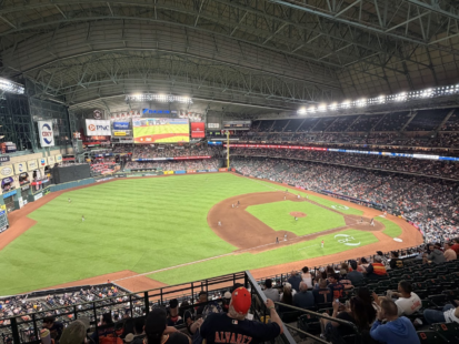 A view of Daikin Park, home of the Houston Astros, from terrace deck.