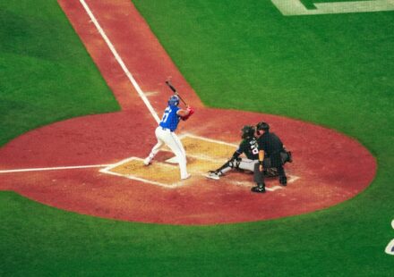 A batter awaits the next pitch at Rogers Centre, home of the Toronto Blue Jays.