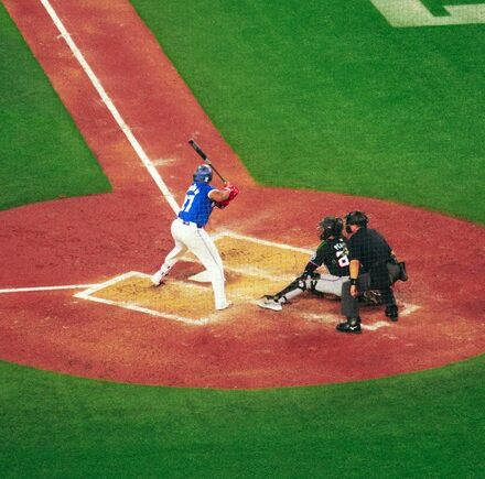 A batter awaits the next pitch at Rogers Centre, home of the Toronto Blue Jays.