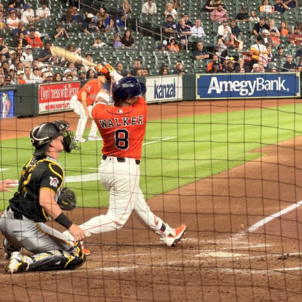 Christian Walker lets his bat fly at home plate.