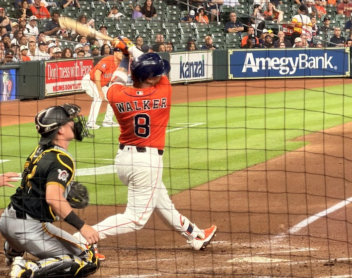 Christian Walker lets his bat fly at home plate.