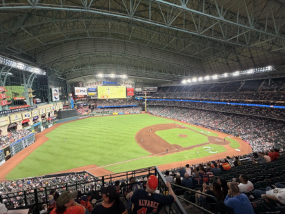 A view of the field at Daikin Park from the upper level.