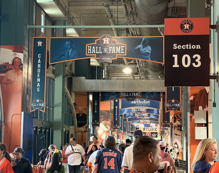 The inside of Daikin Park at a home game.