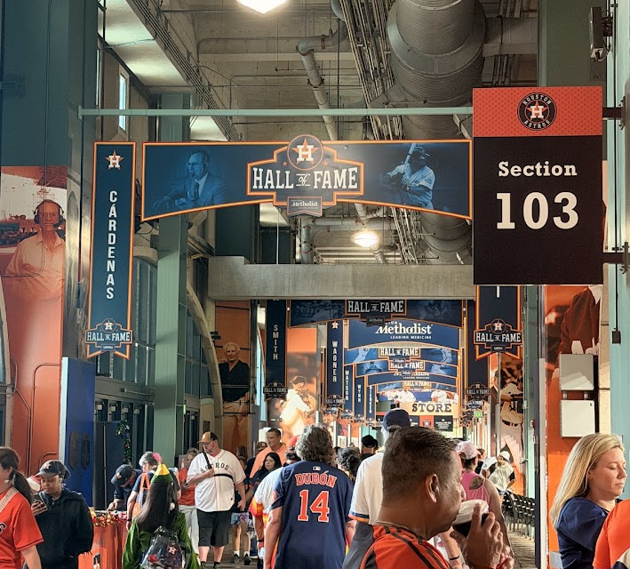 The inside of Daikin Park at a home game.