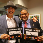 Carlos Correa and Roberto Clemente Jr. Stand Up To Cancer at the 2015 World Series.