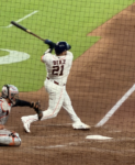 Catcher Yainer Diaz is at bat.