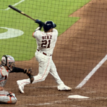 Catcher Yainer Diaz is at bat.
