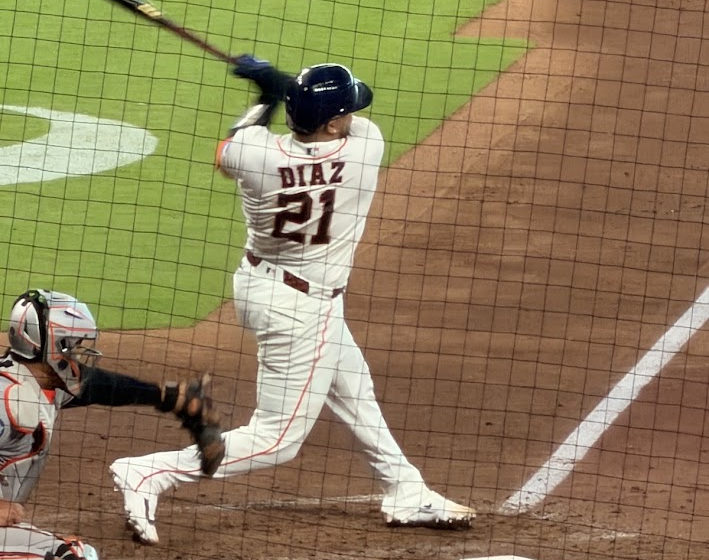 Catcher Yainer Diaz is at bat.