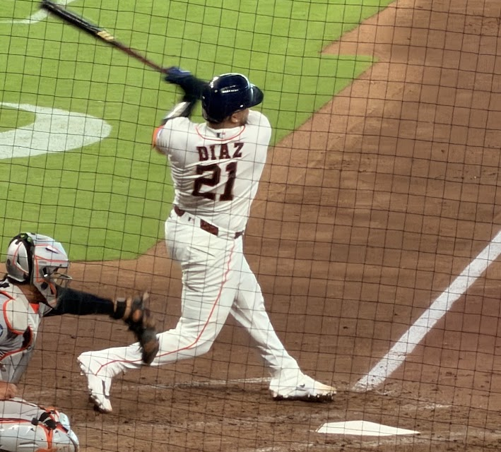 Catcher Yainer Diaz is at bat.