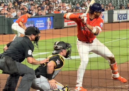 Jeremy Peña goes to bat for the Astros at Daikin Park.