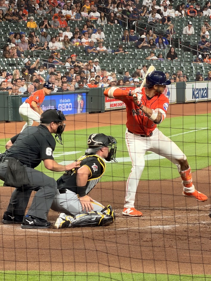 Jeremy Peña goes to bat for the Astros at Daikin Park.