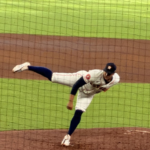 Bryan Abreu is on the pitcher's mound at Daikin Park.