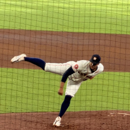 Bryan Abreu is on the pitcher's mound at Daikin Park.