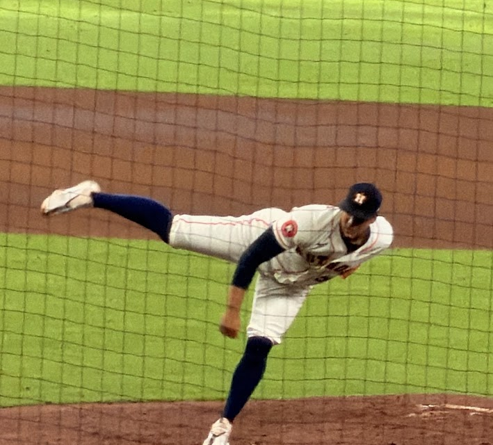 Bryan Abreu is on the pitcher's mound at Daikin Park.