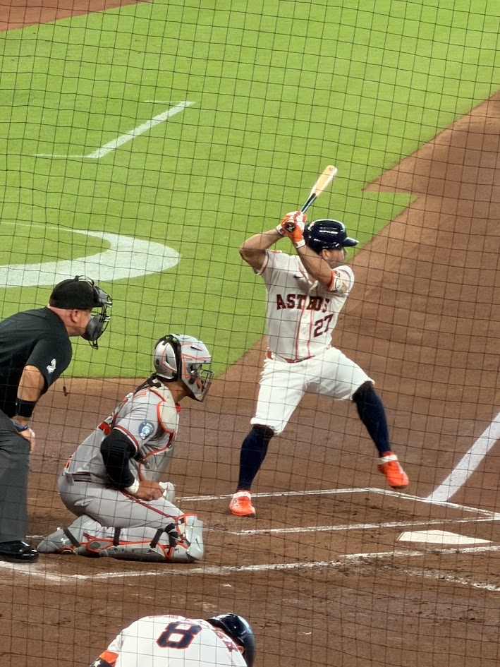Jose Altuve is at bat at Daikin Park.