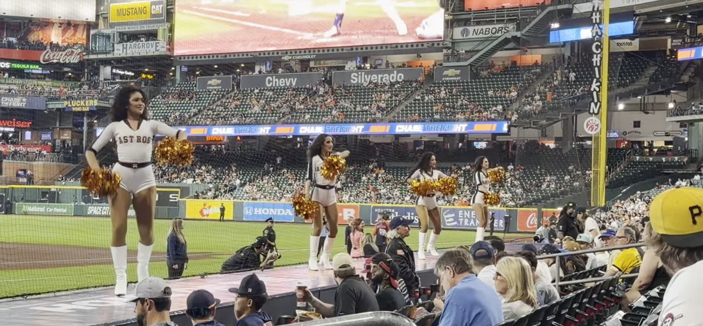 The Shooting Stars perform for the crowd at Daikin Park.