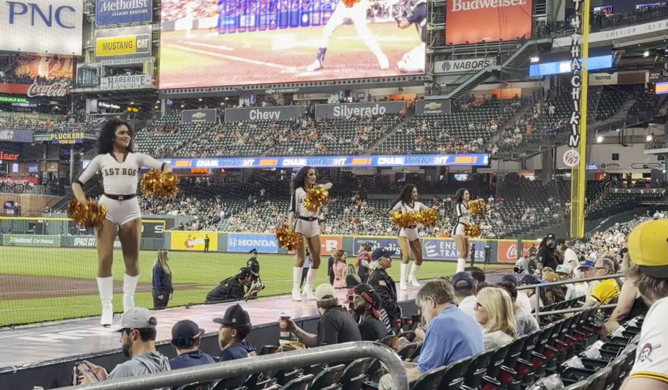 The Shooting Stars perform for the crowd at Daikin Park.