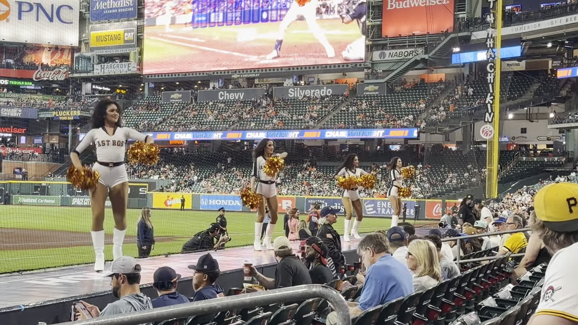 The Shooting Stars perform for the crowd at Daikin Park.