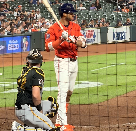 Jeremy Peña at bat at Daikin Park.
