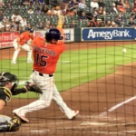 Isaac Paredes at bat at Daikin Park.