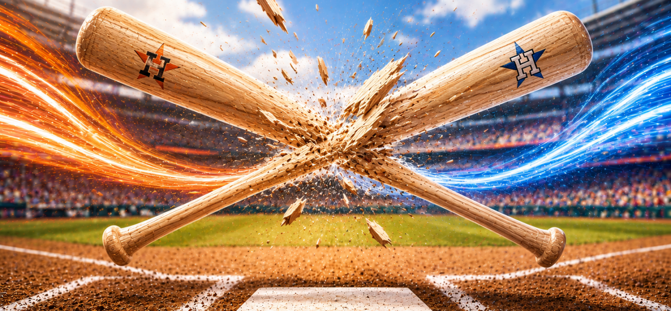 Bats collide at home plate.