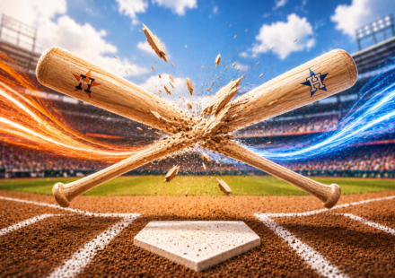 Bats collide at home plate.