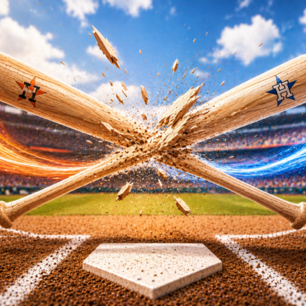 Bats collide at home plate.