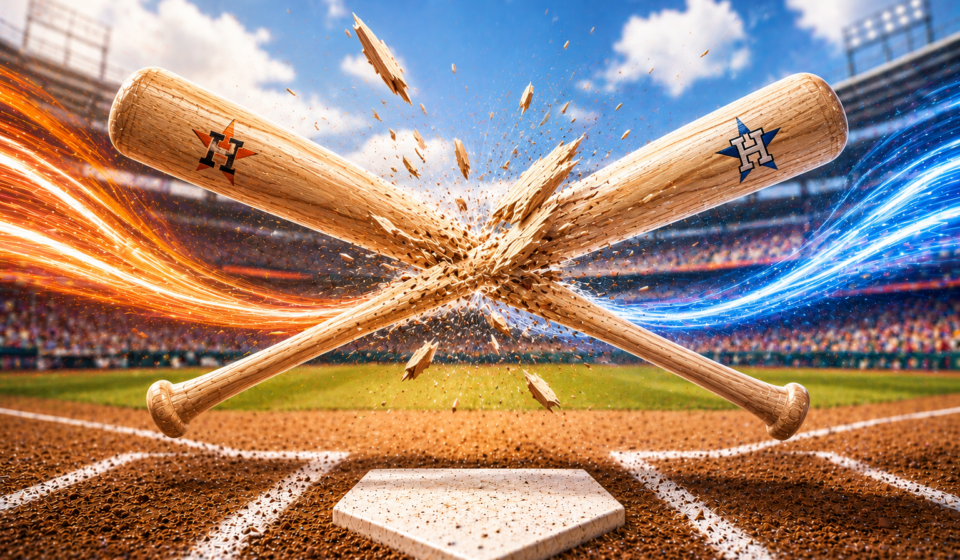 Bats collide at home plate.