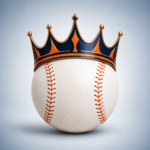 Baseball wearing a navy and orange crown representing the Triple Crown chase.