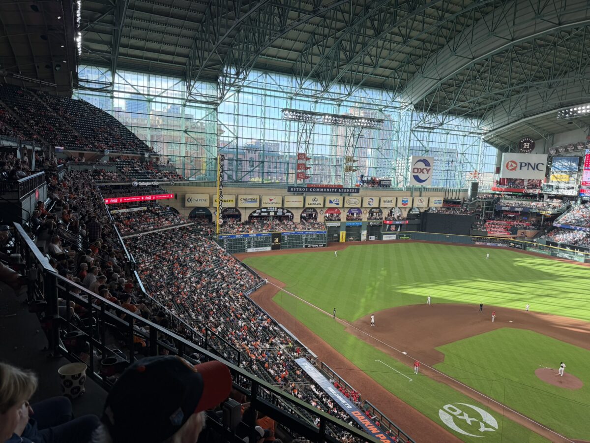 The inside of Daikin Park on game day.
