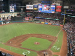 A view of the baseball field at Daikin Park.