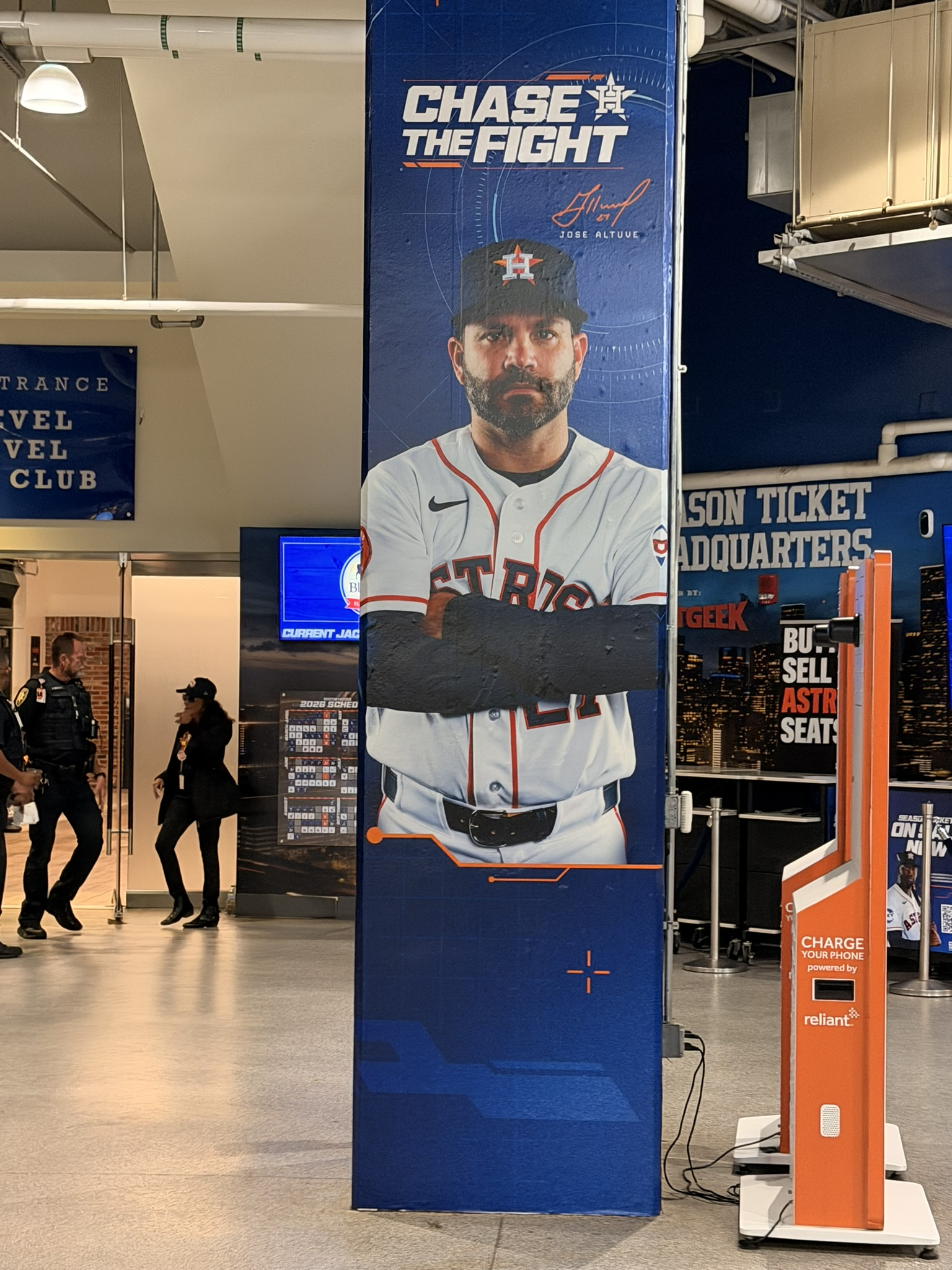 Jose Altuve pictured on a Chase the Fight display at Daikin Park.