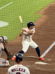 Jose Altuve got a two-out infield single at Daikin Park.