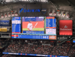 The board at Daikin Park shows LaMonte Wade Jr.