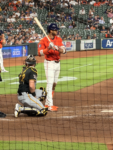 Houston Astros' shortstop Jeremy Peña at bat at Daikin Park.