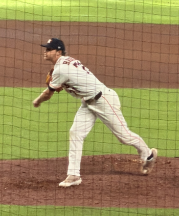 Josh Hader delivers a pitch for the Astros at Daikin Park.