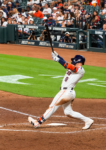 Christian Walker swings at a pitch during an Astros game at Daikin Park.